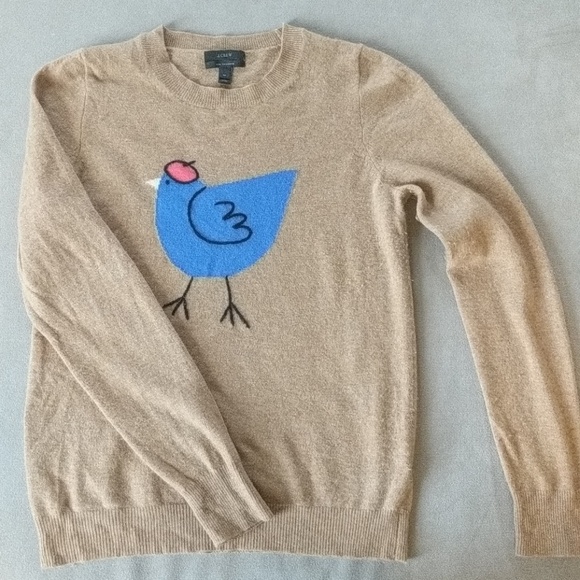 J Crew Bird Sweater Cashmere Medium 